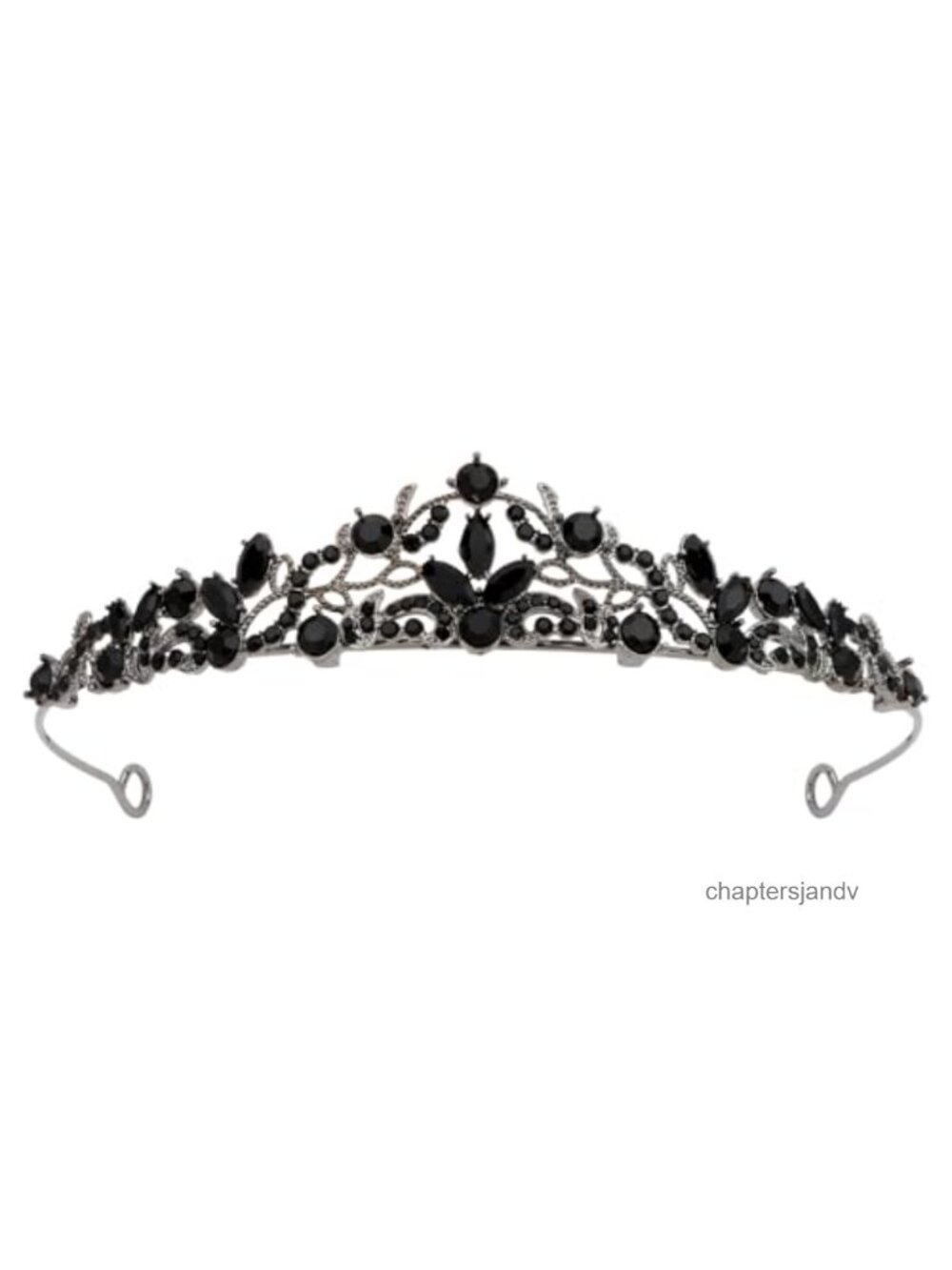 Gunmetal Gothic Crystal Tiara Crown for Halloween and Weddings
